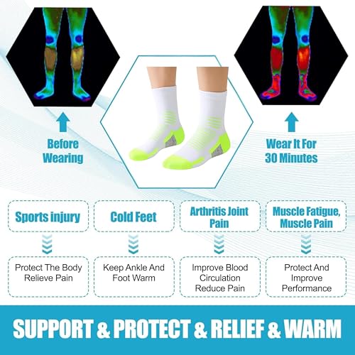 Image of Crew Socks for Women & Men Circulation, Diabetic and Neropathy Pain Relief, Swelling, Neuropathy, Runner, Nurses, Travel, Pregnancy, Flying- Pack of 2- (Green+ Black)