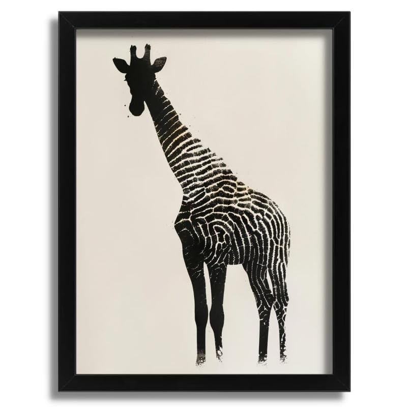 Décoration Murale Girafe Toile A0 Minimaliste et Tableau Faune Sauvage