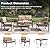 MAISON BACKYARDS 5-Piece Modern Patio Furniture Set with Fire Pit Table, Metal Outdoor Sectional with Cushions & Wood-Like Armrests, Cozy Conversation Set for Porch, Balcony, Garden, Yard (Gray)