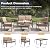 MAISON BACKYARDS MBY 5-Piece Modern Patio Furniture Set with Fire Pit Table, Metal Outdoor Sectional with Cushions & Wood-Like Armrests, Cozy Conversation Set for Porch, Balcony, Garden, Yard-Brown