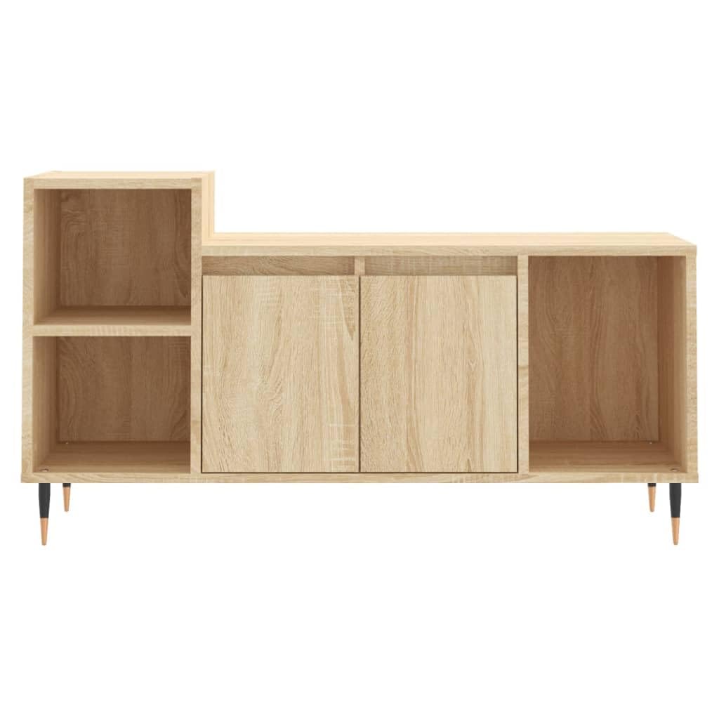 TV-Schrank Sonoma-Eiche 100x35x55 cm Holzwerkstoff Fernsehschrank mit Türen und 5 Fächern Standregal für Wohnzimmer Schlafzimmer稳stabil Media Center Möbel