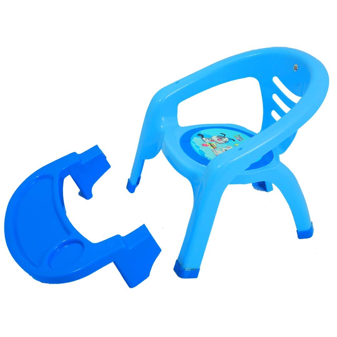 Nabhya Small Baby Chair with Safety Tray and Soft Cushion with Baby Whistle Sound-Random Color (Blue) 2