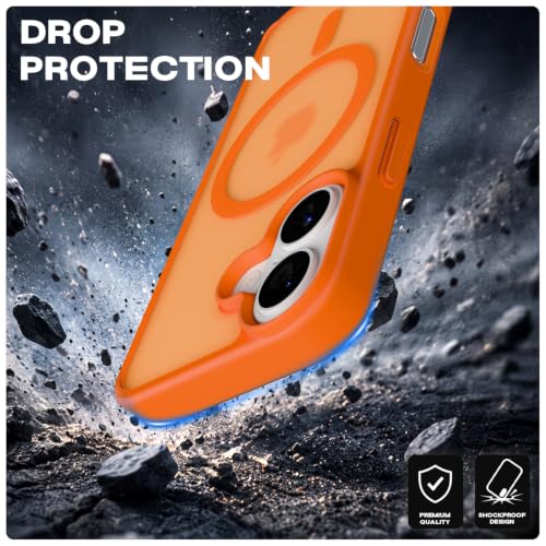 Image of Pikkme Back Cover for iPhone 17 | Mag-Safe Compatible | Smoke Frosted Transparent Matte Finish | Hard PC + Soft TPU | Shockproof | Raised Camera Protection Bumper Case (Orange Smoke Mag-Safe)