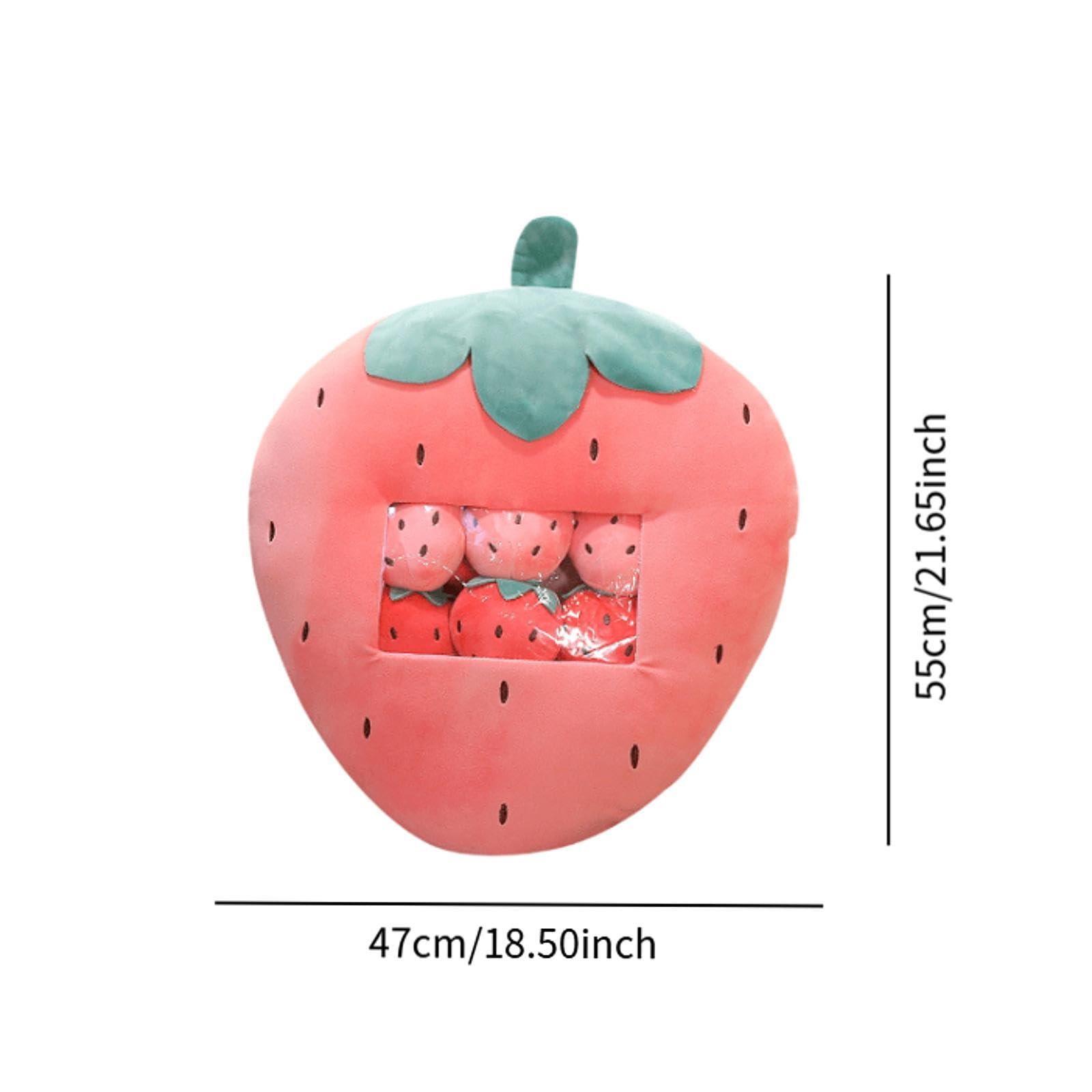 Plüschpuppenkissen, Stofftier, Kinderzimmerdeko mit Kleiner Puppe, Snack Plüschkissen, Lebensmittelspielzeug für Kinder, Erwachsene Und Jugendliche, G, Erdbeere