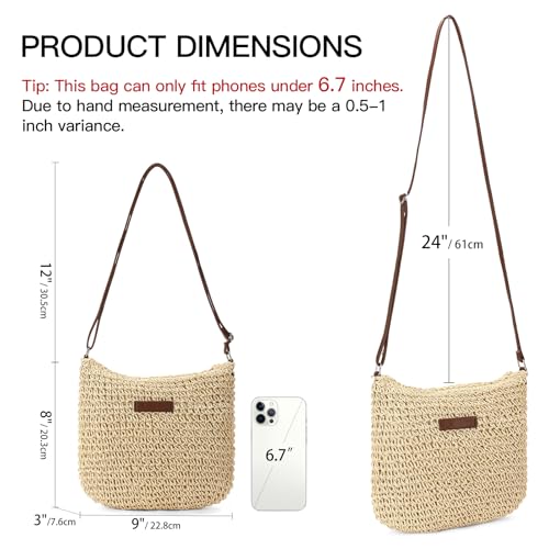Image of RNIEGA Straw Beach Bag for Women Small Woven Crossbody Bag Summer Mesh Hollow Beachy Purse Shoulder Bag for Vacation