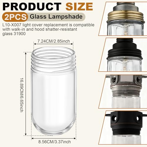 Tujoe 2 Pack L10-x007 Light Bulb Cover, Clear Glass Light Bulb Protector Cage for Outdoor Globe, Dining Fan Fixtures Cover, Clear Glass Home Lighting Protector Replacement by Tujoe - Image 2