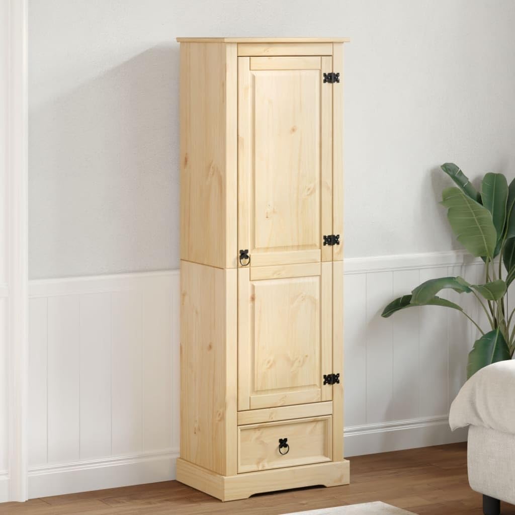 Gecheer Armoire Corona 55 x 38 x 170 cm en bois massif de pin, placard, armoire de chambre, armoire multi-usages, armoire autoportante, armoire avec portes, armoire avec portes, P4002767