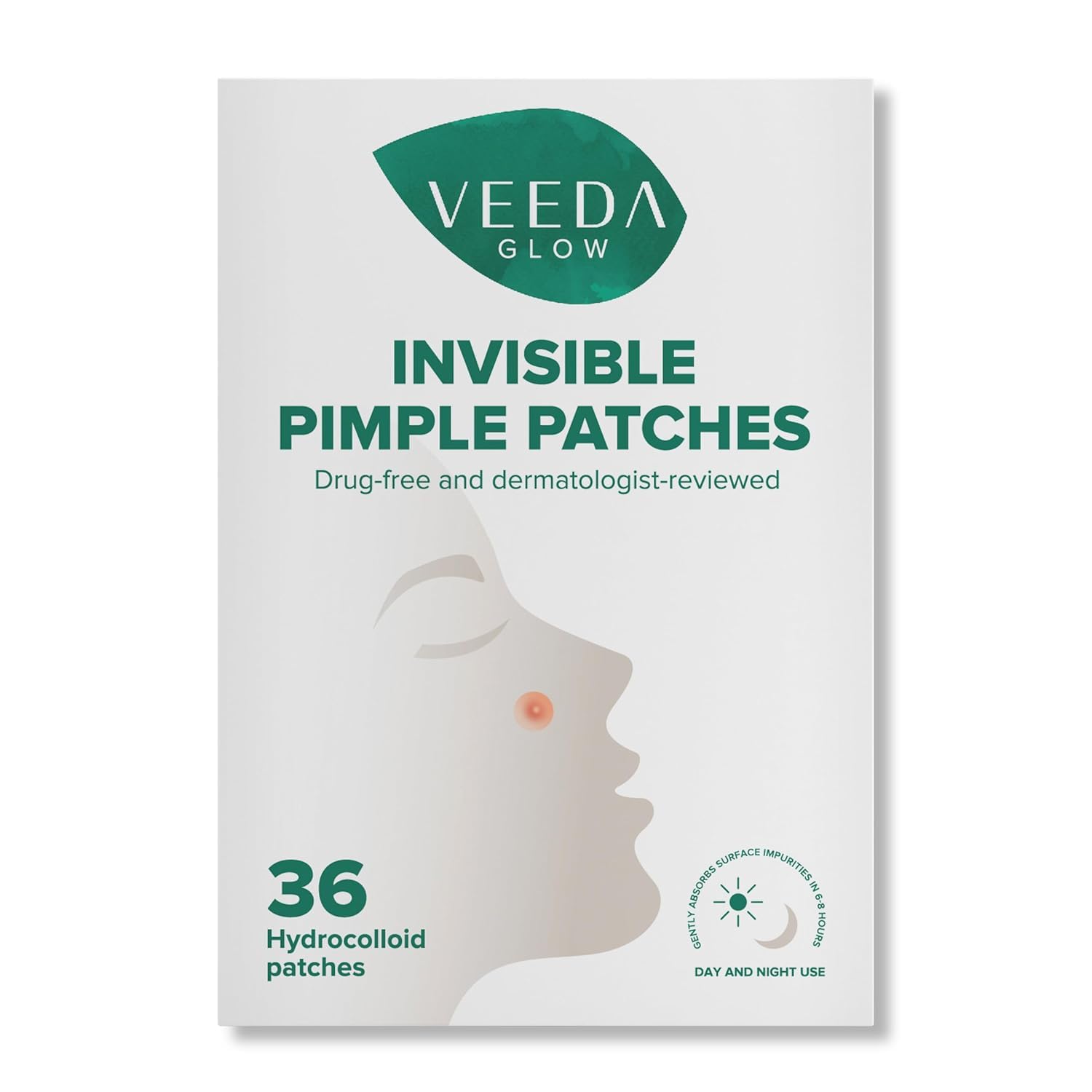 Veeda Glow Pimple Patches – Hydrocolloid Acne Stickers for Fast Healing, Invisible & Non-Irritating Zit Covers, Blemish Spot Treatment, 36 Count