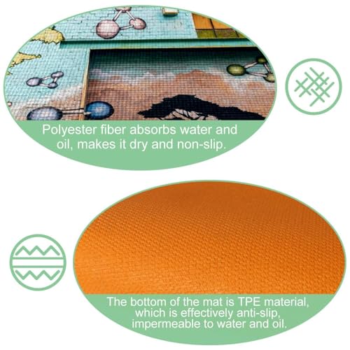Alfombra absorbente lavable y antideslizante para cocina VAPOKF con arte de pared de 2 piezas 6