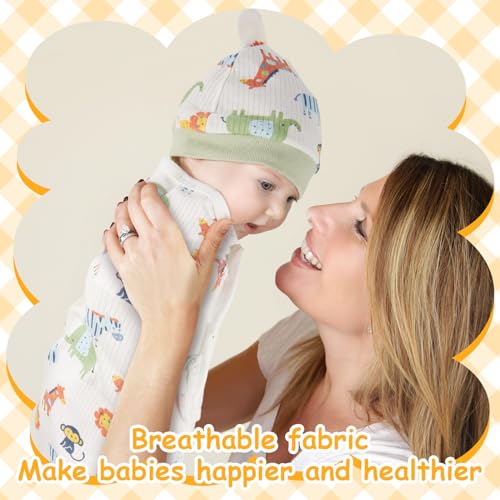 Image of Ramede 6 Pack Swaddle Blanket with Hats for Baby Girl Boy 100% Cotton Swaddles 0-3 Months, Adjustable Breathable Skin Friendly Receiving Blanket Wrap, Essential for Newborns(Rocket,Colorful)