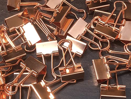 15mm Rose Gold Metal Binder Foldback Clips Bulldog/Paper Clips/Binder Clips File Paper Money Receipts File Clamps, Planner Organiser Office, Store, Kitchen Multifunction Pcs (20 Clips)