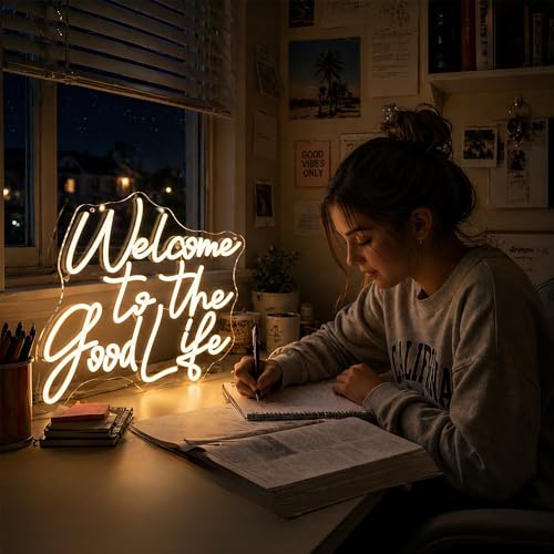 Image of Warm White Neon Sign Led Neon Lights Signs for Wall Decor USB Powered Led Signs for Room Decoration-Welcome to The Good Life