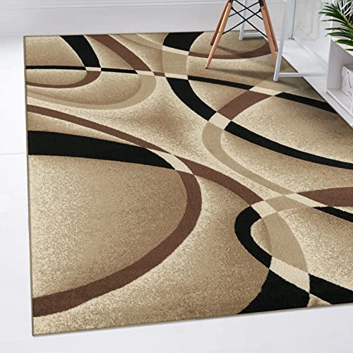 Luxe Weavers 2305 Geometric Abstract Beige 9x12 Rugs for Living Room