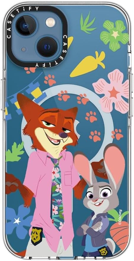 CASETiFY Clear iPhone 13 Case [Zootopia 2 Colab/Not Yellowing / 6.6ft Drop Protection/Compatible with Magsafe] - Nick and Judy Character - Clear