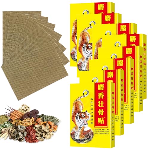 WANDGU Lot de 120 patchs de soulagement de la douleur : lot de 8 patchs de soulagement de la douleur Tigre Soreness Patch infrarouge lointain chinois, patchs traditionnels pour douleurs au cou, genoux