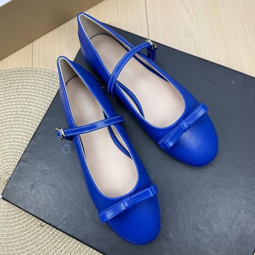 Stunner Women's Mary Jane Flats Round Toe One Line Strap Flat Shoes Soft Bowknot Dress Flats2