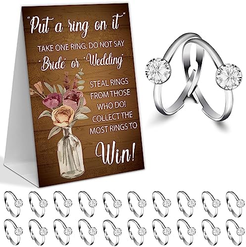 Put A Ring On It Bridal Shower Game – Includes Fake Rings & Instruction Card, Fun Party Activity For Guests