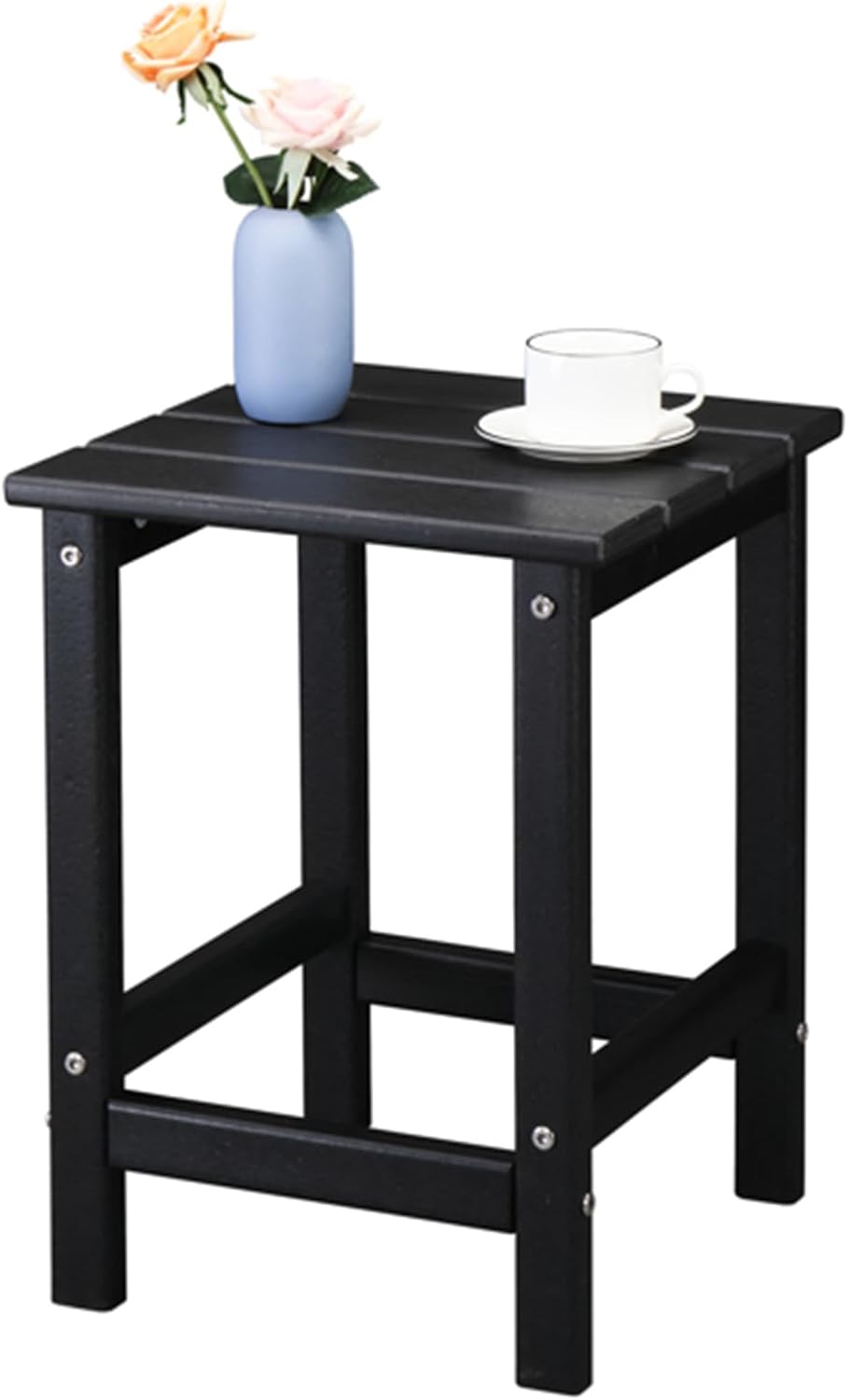 36 * 36 * 47cm Single Layer Square Table Dessert Table Afternoon Tea Table Black Suitable for Home Outdoor Courtyard Garden