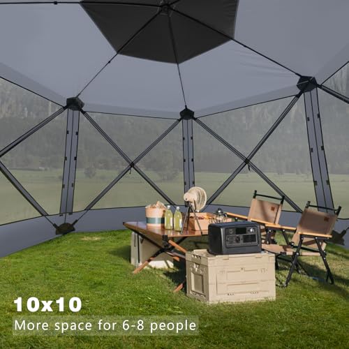 Image of MASTERCANOPY 10x10FT Pop Up Gazebo Screen Tent - Instant Screen House with Netting, Quick Set, Outdoor Canopy Shelter with Carry Bag for Camping, Backyard & Patio (Gray)