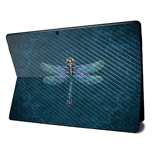 Image of MightySkins Carbon Fiber Skin for Microsoft Surface Pro X - Vibrant Dragonfly | Textured Carbon Fiber Finish | Easy to Apply, Remove, and Change Styles | Made in The USA