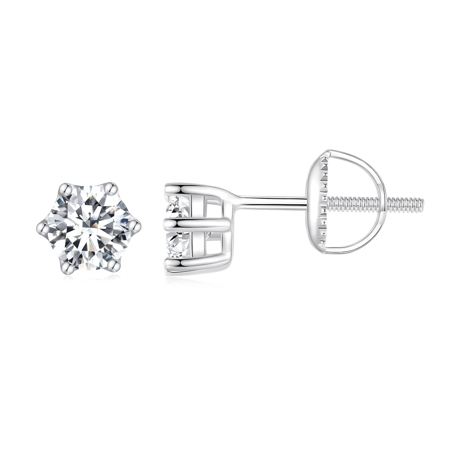 WBDWWTD Ohrstecker-Set, 14 Karat Weiß, Zirkonia