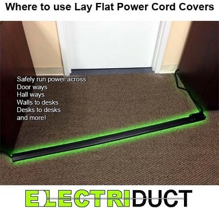 Electriduct Lay Flat Electrical Power Extension Cord Duplex Receptacle Cable Protector - 15 Feet - Beige
