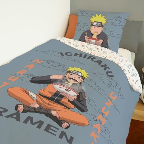 Housse de couette Naruto Ramen 140x200 cm en coton bleu
