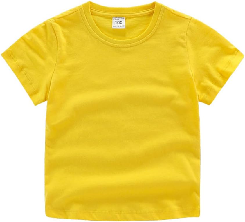 HAOLUKI Baby Toddler Solid Color Short Sleeve T-Shirts for Boys Girls Summer Basic Cotton Crewneck Tee Shirt Tops