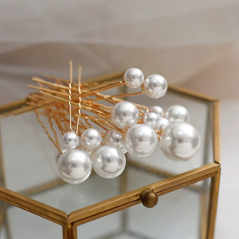 Miniatura 2 de 16 pinzas para el pelo de perlas, accesorios para el cabello de novia, boda, accesorios para mujeres y niñas, color dorado