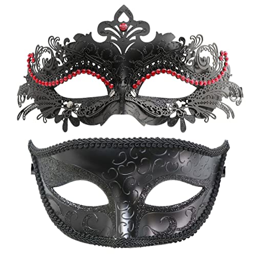 Image of Coddsmz Couple Masquerade Mask Set - Venetian & Mardi Gras Mask for Women & Men