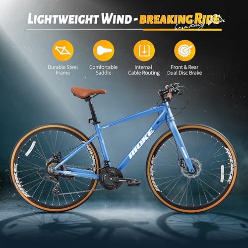 Image of DEYGIA Hybrid Bike, 24-Speed 700C Wheel Hybrid Bicycle with Dual Disc Brakes, Trigger Shifting, Internal Wiring Frame, Lightweight City Commuter Bicycle for Men Women Adult, Multiple Colors
