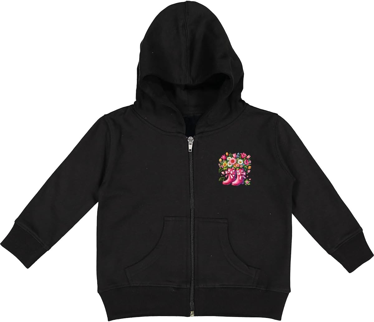 inktastic Pink Rain Boots Spring Garden Bouquet Toddler Hooded Jacket