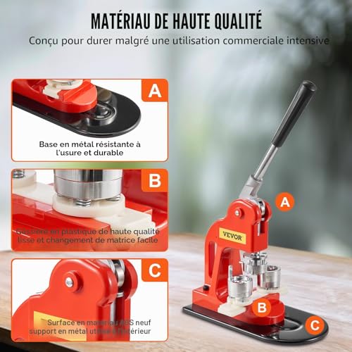 Machine à badges 25 mm VEVOR en fer robuste avec 500 pièces - 5