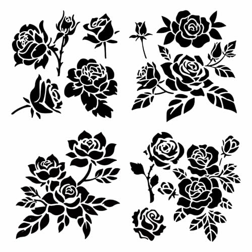 GORGECRAFT 4 Estilos de Calcomanía de Rosa para Auto Calcomanía Negra para Ventana Calcomanías de Rosa para Auto Calcomanías Autoadhesivas Impermeables Calcomanías para Ventana de Laptop Calcomanía