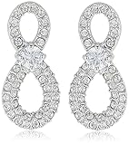 Swarovski Infinity Stud Pierced Earrings with a White Crystal Stone Set on Crystal Pavé Infinity Sym