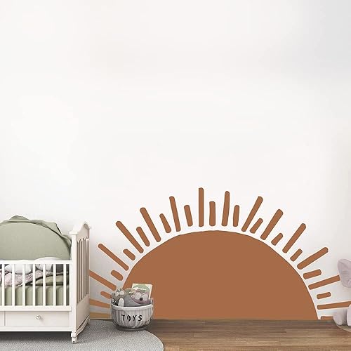 Miniatura 9 de Calcomanía de pared de medio sol para habitación de los niños, calcomanías de pared de vinilo, calcomanías de pared de guardería, calcomanías