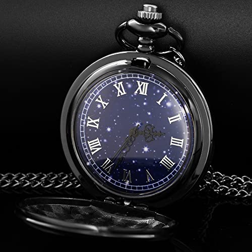 Image of Tiong Roman Numerals Scale Quartz Pocket Watches with Chain Christmas Graduation Birthday Gifts Fathers Day