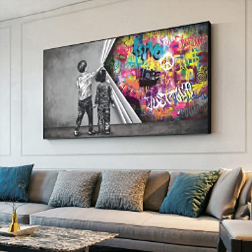 Affiche street art graffiti grand format 50x100cm rideau mural en toile salon