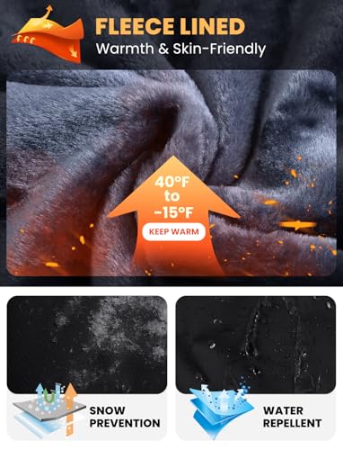 Image of TBMPOY Men's Winter Jackets Skiing Waterproof Snow Thick Fleece Lined Hooded Utility Cold Weather Warm Outdoor Ice Work