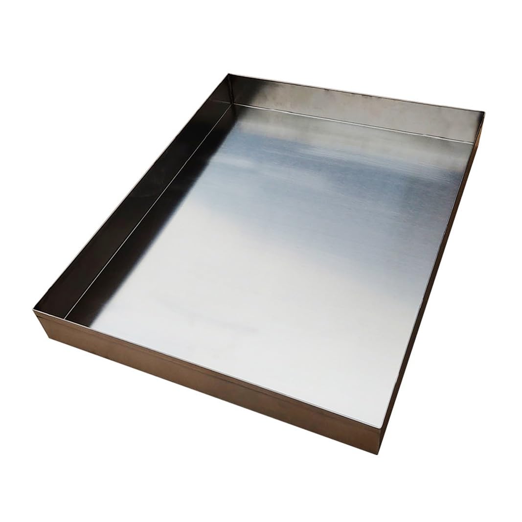 Auffangwanne Edelstahl Groß Kondensatwanne for Klimaanlagen Wasserauffang Und Ablaufwanne aus Edelstahl for Innen-und Außengeräte Ecken Dicht Verschweißt(100x70cm(39x28in))