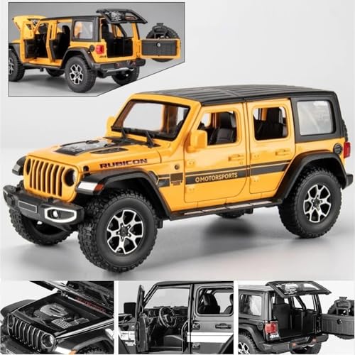 Image of 1:24 Scale Rubicon Wrangler Toy Car for Kids Collection Diecast Metal Toy Model Car with Light Sound Pull Back Openable Door