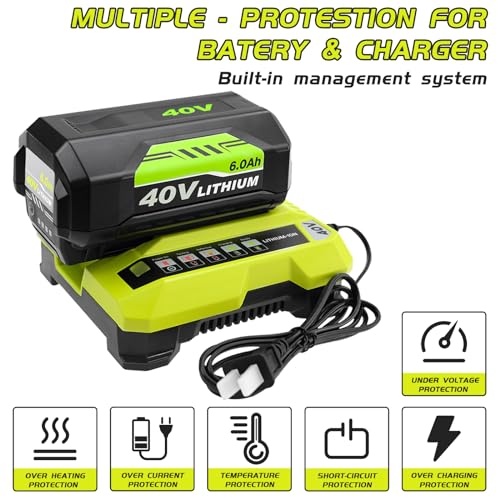 60Ah-OP4026-40-Volt-Lithium-ion-Battery-and-OP401-Charger-Compatible-with-Ryobi-40V-Battery