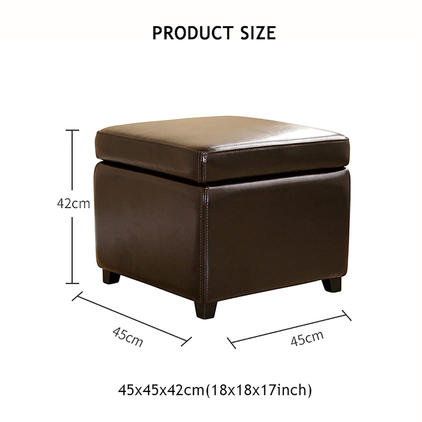 Pouf cubo in pelle bianca avorio di alta qualità, moderno poggiapiedi e sgabello quadrato slish per soggiorno e camera da letto, sgabello nascosto, 45 x 45 x 42 cm / 18x18x17in