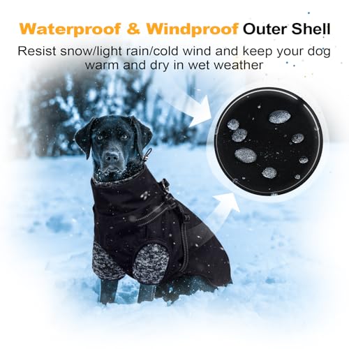 Lelepet Dog Coat 3 in 1 Waterproof Dog Winter Jacket with Harness Built in Windproof Snow Jakcet with Detachable Fleece Sweater Lining Reflective Thermal Cold Weather Coats for Small Medium Large Dogs by LeLePet - Image 3