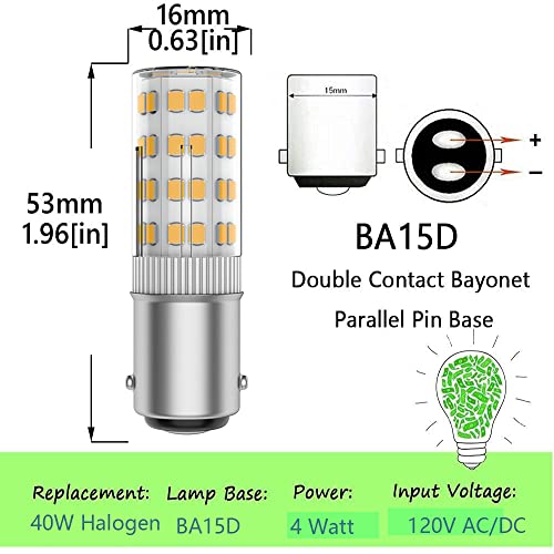 Bonyei Dc Bayonet Base Light Bulb-120 Volts Led Bulb -Soft Daylight-Ba15D -Equivalent 50 Watts Bulb -Re Places T3/T4 Halogen Bulb Warm White 3000K, 5-Pack #TOP2