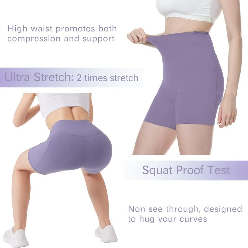 KOWBEAR Biker Shorts for Women Super Soft High Waisted Yoga Shorts 6” Tummy Control Workout Shorts with Pockets Running Gym - Image 4
