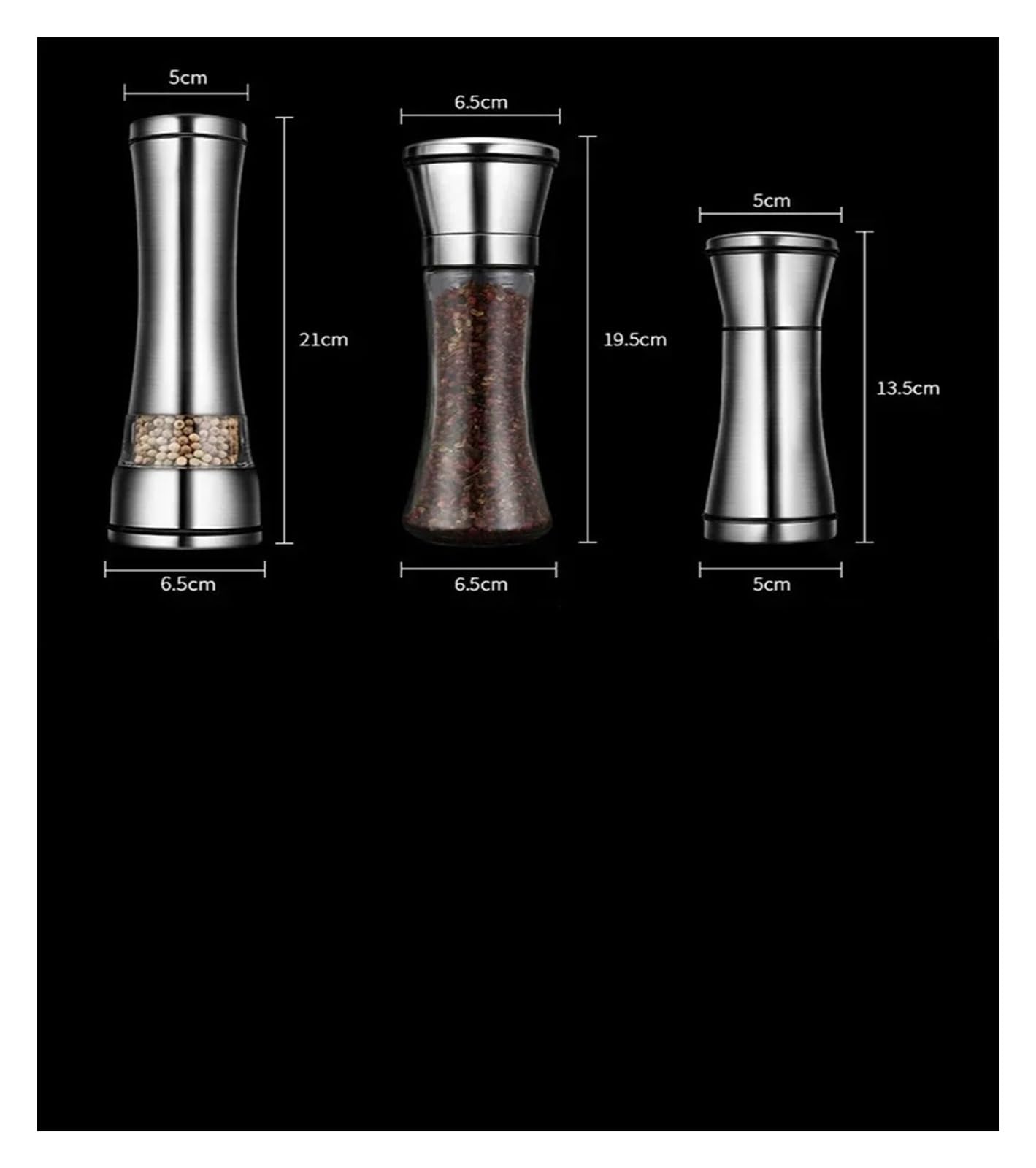 Manuelle Salz- und Pfeffermühle aus Edelstahl, verstellbare Gewürzflasche, Küchenhelfer(Style 1)