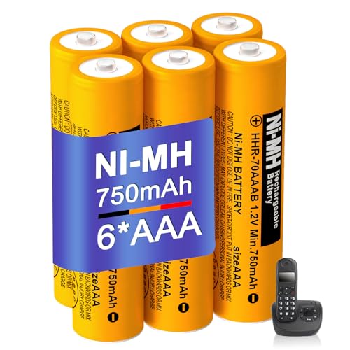 BENNTOP 6 pilas recargables Ni MH AAA 750 mAh 1,2 V HHR 70AAAB AAA para teléfonos inalámbricos Panasonic Gigaset BT
