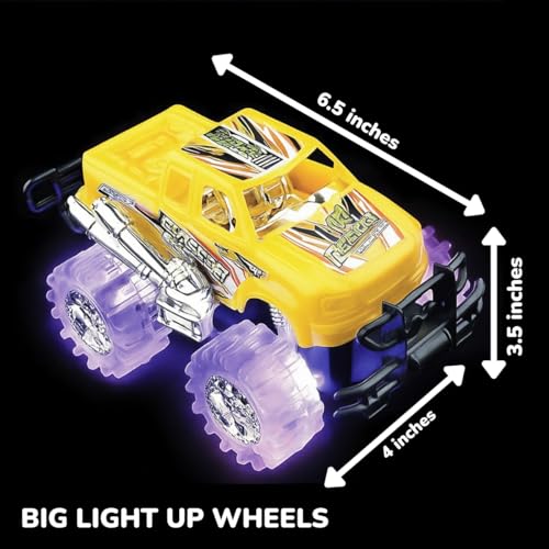 image for ArtCreativity Light-Up Monster Truck Toys (2-Pack) – Push-&-Go Cars 