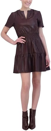 Vigoss Womens Faux Leather Dress